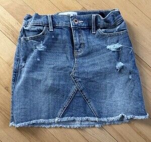 Abercrombie Kids Blue Denim Jean Skirt, Size 9-10, Adjustable Waist, Stretch